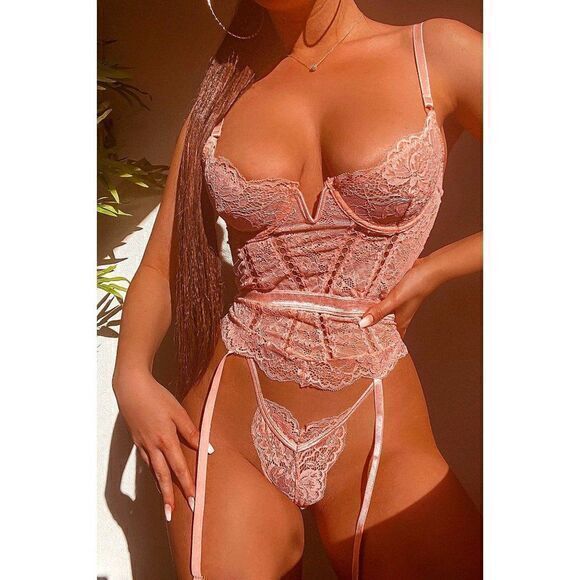 Hidden Talent 2 Piece Garter Set - Rose‎ Size M REFFNB - Picture 1 of 9